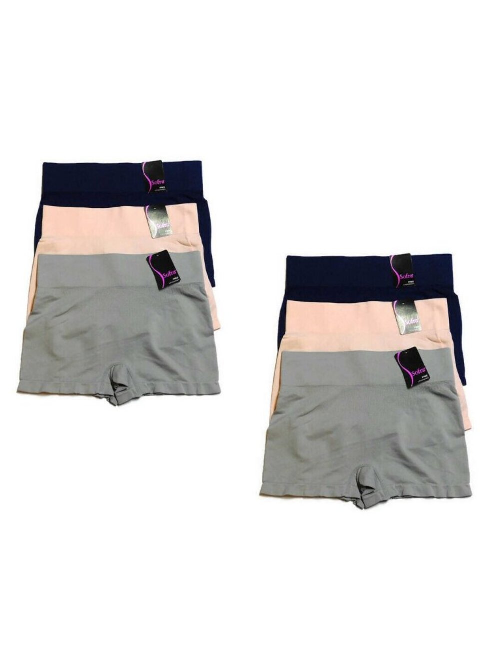 Sofra Women's Seamless Boyshort Panties Set of 6  PLUS O/S